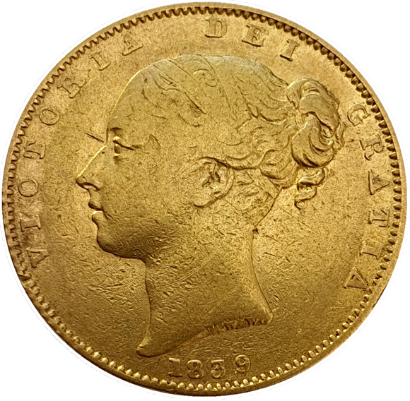 1839 Queen Victoria Shield Reverse Sovereign - VERY RARE