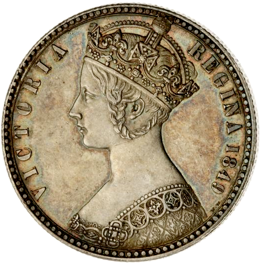 1849 Queen Victoria 'Godless' Florin, WW - Superbly toned