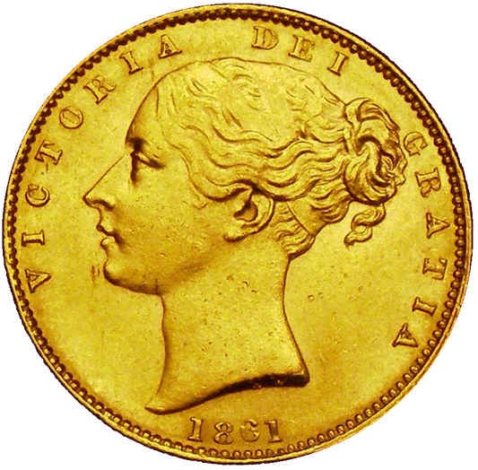 1861 Queen Victoria Shield Reverse Sovereign