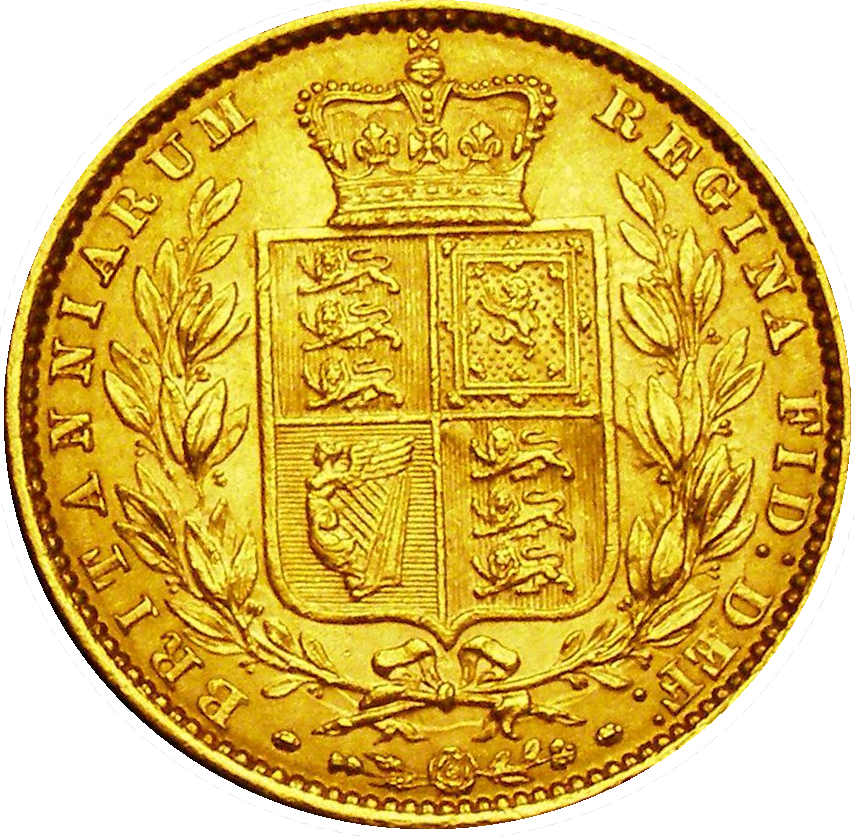 1861 Queen Victoria Shield Reverse Sovereign