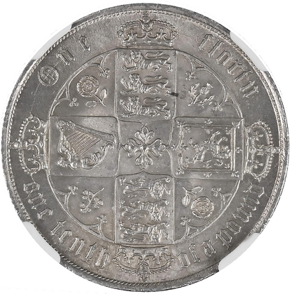 1872 Queen Victoria Gothic Florin, MDCCCLXXII - NGC MS-63