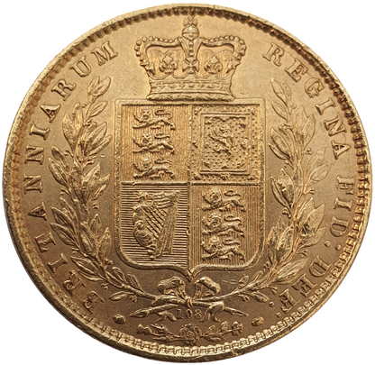 1872 Queen Victoria Shield Reverse Sovereign - Die #108