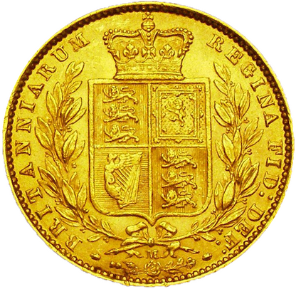 1874-M Queen Victoria Shield Reverse Sovereign - AU Example with Lustre