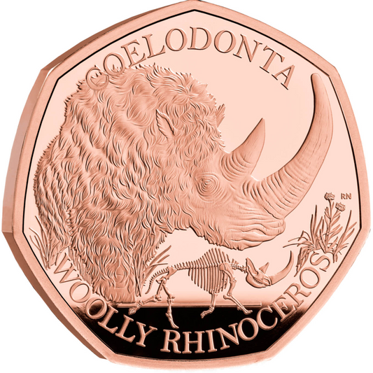 2024 Woolly Rhinoceros' Gold Proof 50P - Only 35 issue Limit.