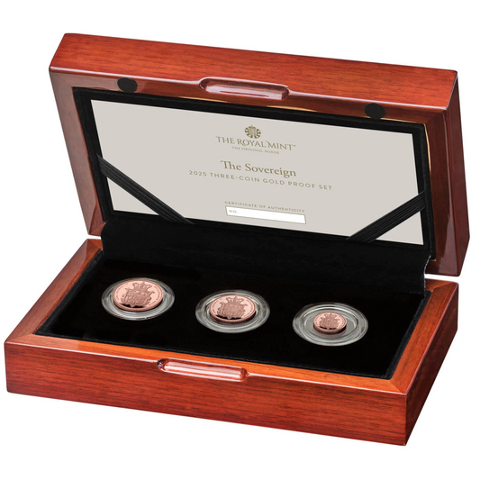 2025 King Charles III 'Royal Arms' Proof 3 Coin Sovereign Set