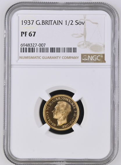 1937 King George VI Proof Specimen Half Sovereign - NGC PF67