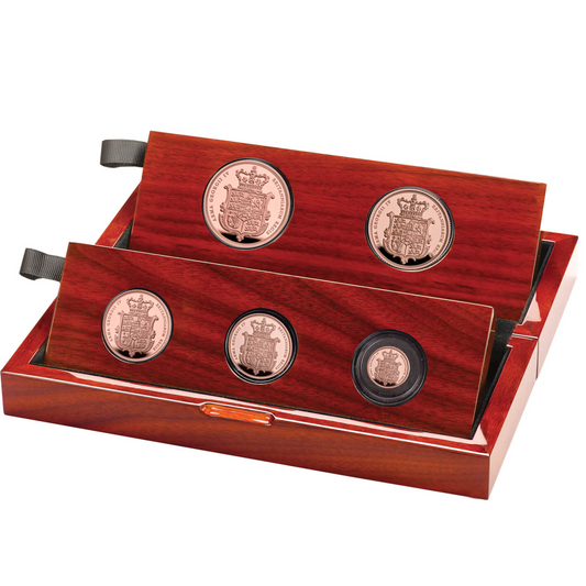 2025 King Charles III 'Royal Arms' Proof 5 Coin Sovereign Set