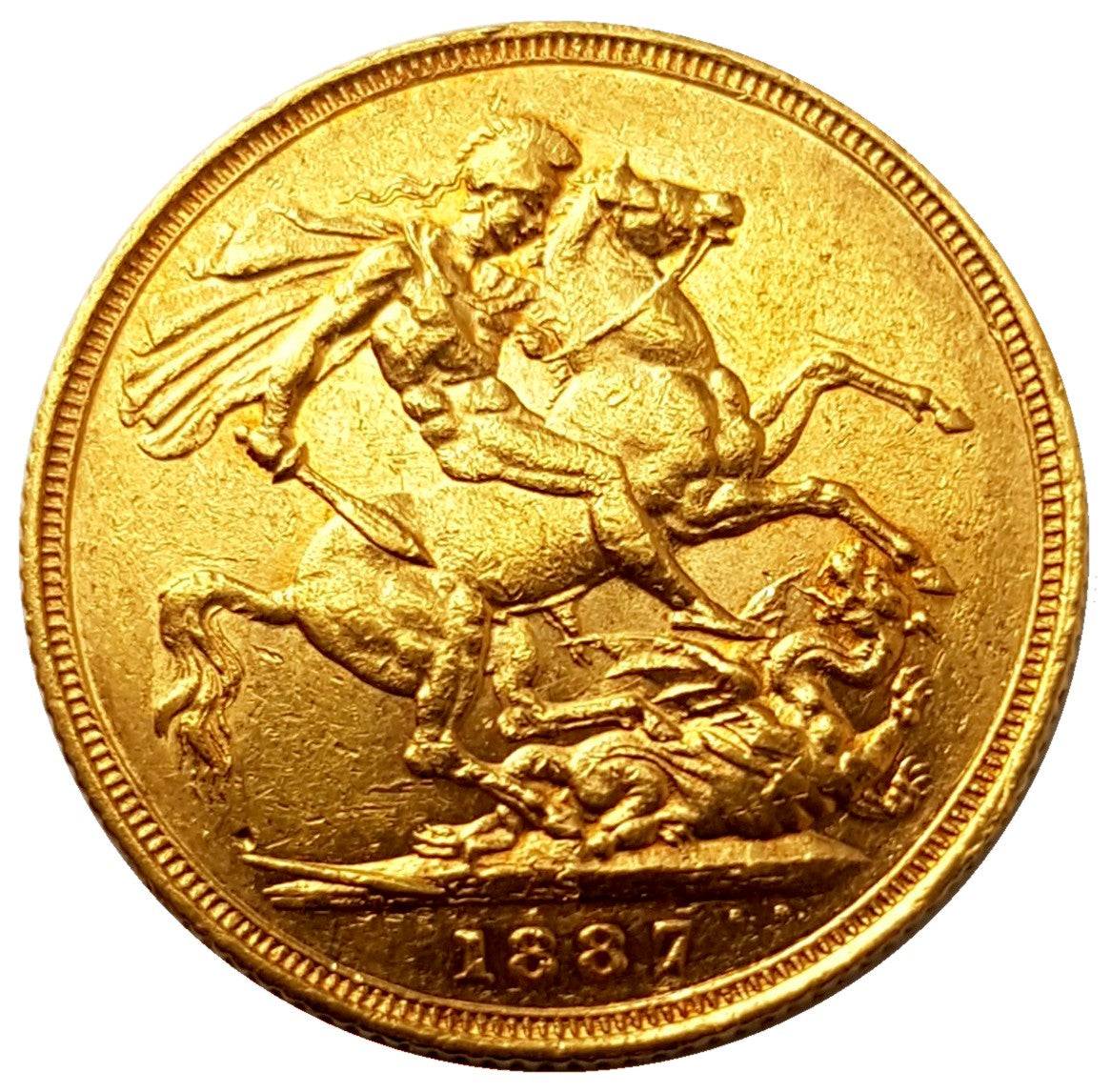 1887-S Queen Victoria Jubilee Head Gold Sovereign (Rare Hooked 'J' in J.E.B)- DISH.S2