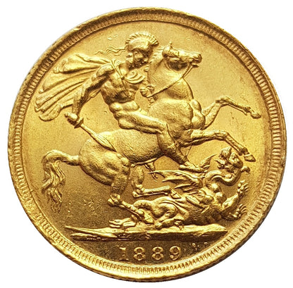 1889-S Queen Victoria Jubilee Head Gold Sovereign (Sydney) - DISH S12