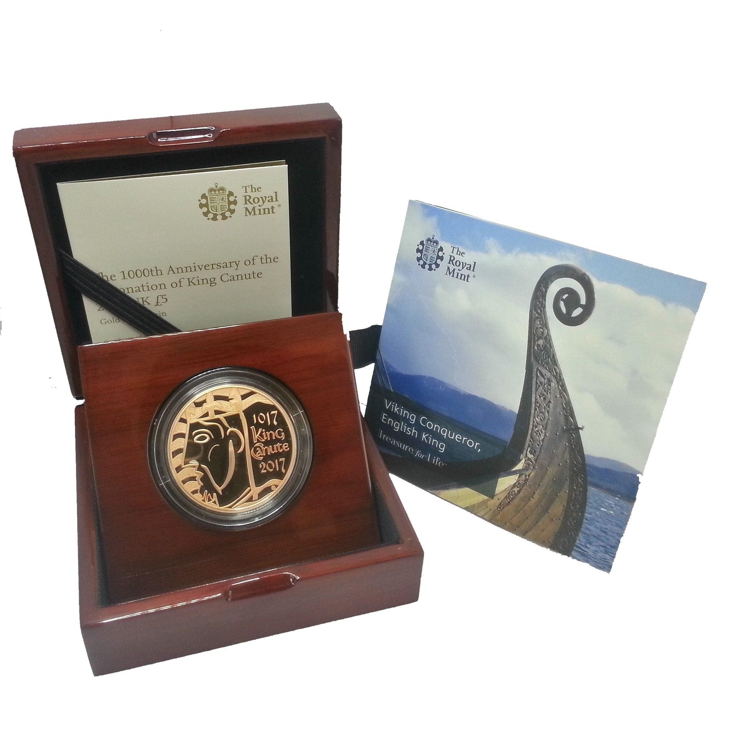 2017 Queen Elizabeth II King Canute Gold Proof £5 Boxed / COA