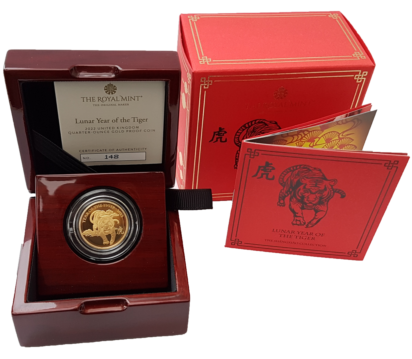 2022 Queen Elizabeth II 'Lunar Year of the Tiger' 999.9 1/4oz - 1oz Gold Proof Coins