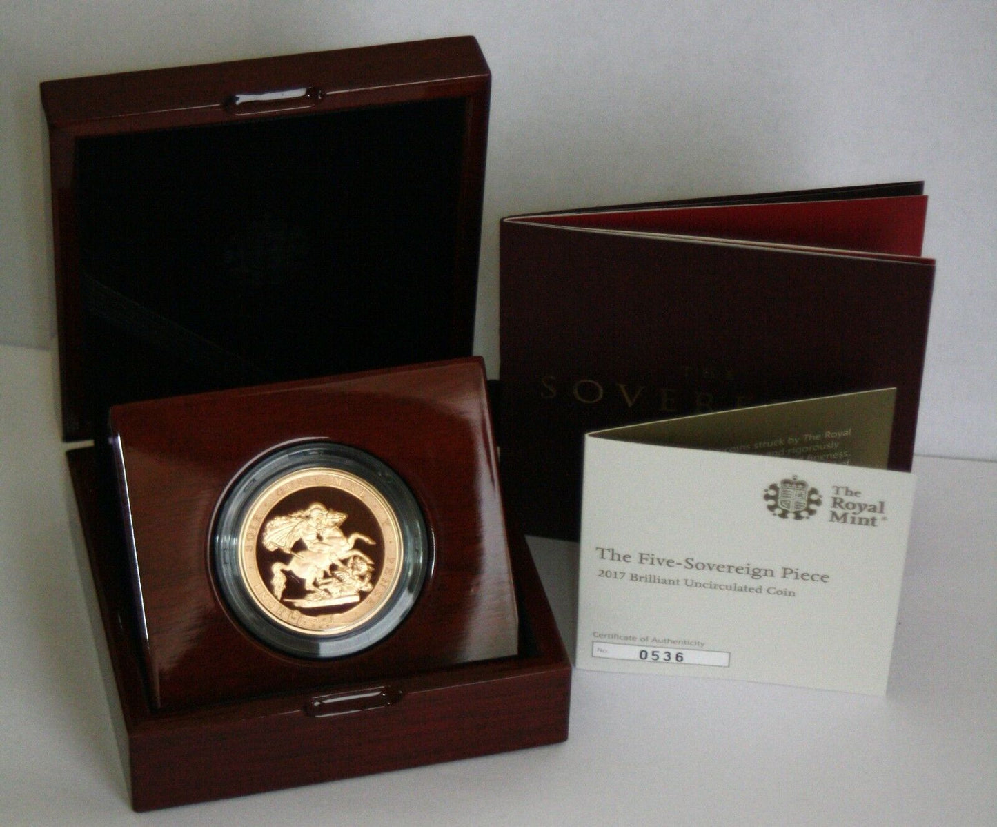 2017 Queen Elizabeth II Gold BU 5 Sovereign Piece + Boxed / COA