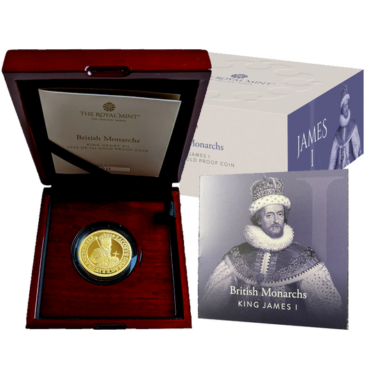 2022 Queen Elizabeth II British Monarchs 'James 1st' 1oz 999.9 Gold Proof Coin