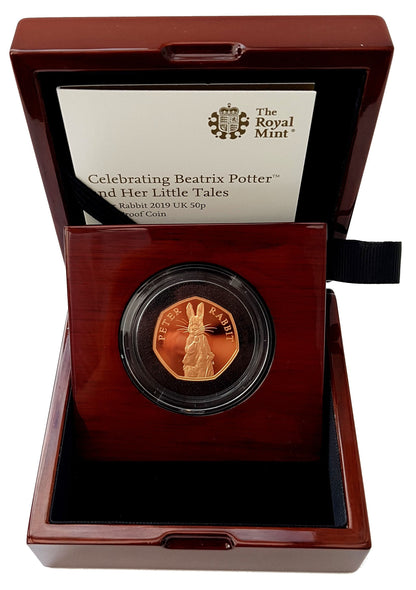 2019 Beatrix Potters Peter Rabbit Gold Proof 50P - 500 issue Limit.